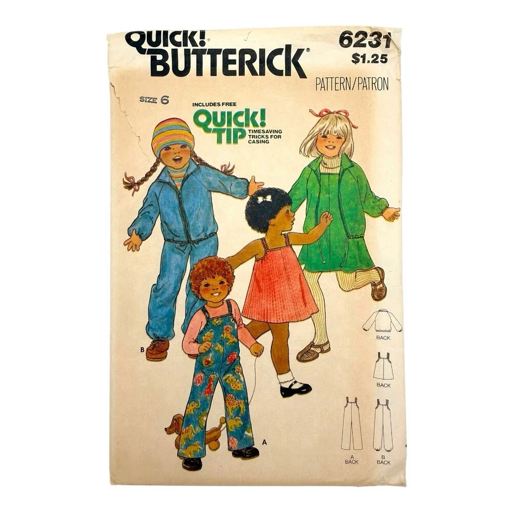 VTG 1971 Butterick Sewing Pattern Child’s Jacket Jumper & Overalls Size 6 #6231
